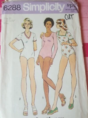 Vintage Simplicity Pattern 6288 Hippie Era Body Suits 3 Necklines Size 10 CUT - Image 1 of 3