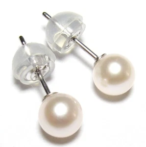 5,5-6 mm AAA Japonés Akoya Perla Blanca Amarillo o Blanco Pendientes de Oro Blanco 18K - Imagen 1 de 4