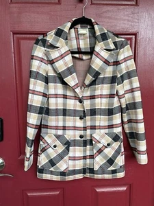 Vintage Retro Disco 60s 70s Union Made Plaid Blazer Womens Size M Douglas Marc - Picture 1 of 8
