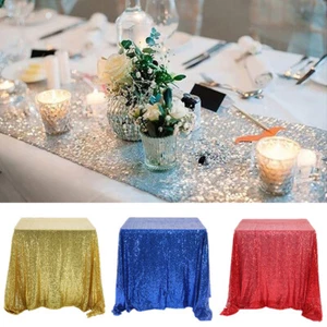 Glitter Sequin Tablecloth Runner Wedding Party Banquet Cloth Cover Home Decor - Picture 1 of 28