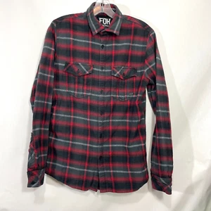 Fox Racing Shirt Mens Small Red Flannel Button Up Grunge Skater Motorsports - Picture 1 of 11