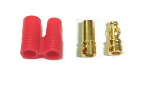 3.5mm gold plating Bullet Banana Connectors Red Housing RC Connector Plug 10 set - Picture 1 of 3