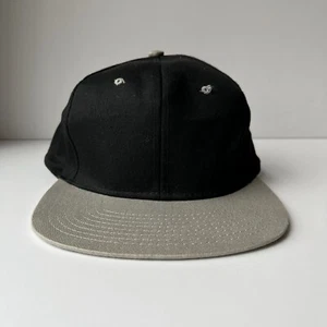 Vintage Universal Industries Black Silver Blank Snapback Hat - Picture 1 of 8
