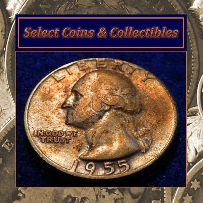 1955 Washington Quarter 90% Silver Nice Toned Album Filler! #3118 - Image 1 of 4