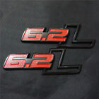 2x Matte Red 6.2l Black Plastic Emblem Decal Sticker Badge Hatchback Suv Vehicle