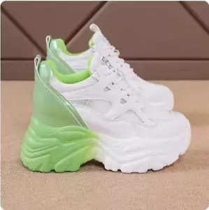 Scarpe per donna con zeppa interno 10cm lacci casual sport ginnastica da 34 A 40 - Foto 1 di 20