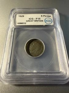 1929 Great Britain 6 Pence ICG F15 - Picture 1 of 2