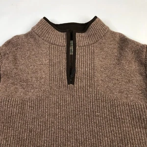 L.L. Bean Sweater 2XLT TALL Brown 100% Merino Lambs' Wool Knit Mock Neck MINT - Picture 1 of 8