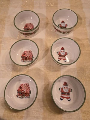 Christopher Radko Navidad Acebo Pan de Jengibre Santa Ramekins Juego de 6 Foto 1 de 4