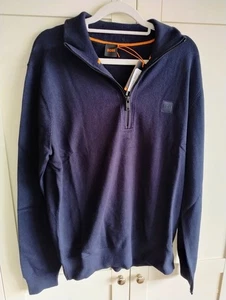 Mens Black Hugo Boss Navy Jumper Size M Brand New With Tags - Picture 1 of 7