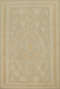 Eleganter Beige Kelim Wende Handgewebter Teppich 8x10 mit Geometrischem Muster Design - Bild 1 von 11