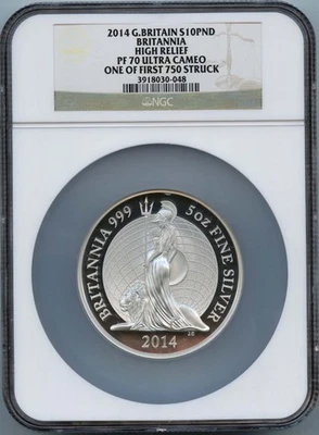 G.Britain Britannia High Relief S10PND 2014 NGC PR70DCAM Foto 1 de 2