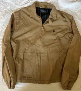 Polo Ralph Lauren hellbraun beige Flanell gefütterte Bomberjacke Herren Medium - Bild 1 von 7