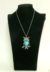 Collar Vintage Grande Colgante Piedra Turquesa Metal Tonificado Plata - Imagen 1 de 3