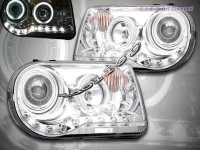 05-10 FAROS PROYECTOR CHRYSLER 300C / SRT-8 CROMO DOBLE HALO CCFL LED 06 07 Foto 1 de 2