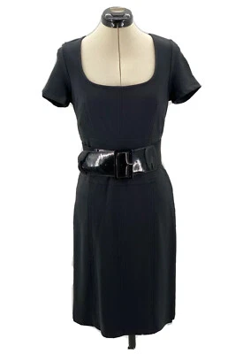 Vestido Vaina Boston Propio Para Mujer Talla 4 Negro Cuello Redondo Detalle Cremallera Cinturón Foto 1 de 4