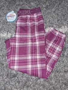 Girls justice sleep joggers size 6 Burgundy Plaid - Picture 1 of 2