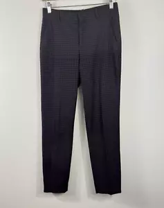 Zara women's pants navy check mid rise ankle length straight pockets Size S - Picture 1 of 9