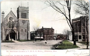 IGLESIA DE SAN MATEO Y.M.C.A. Edificio KENOSHA, Wisconsin WI UDB - Postal - Imagen 1 de 2