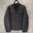Reiss Jacket Large Blue Navy Quilted Cotton Pockets Snap Button Diamond Collar