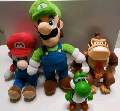 Mario Bros Toys Lote Mario & Luigi Peluche 9&10" Donkey Kong Figura de Acción 7" Yoshi Foto 1 de 4