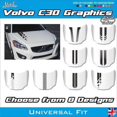 Volvo C30 S40 capó rayas calcomanías pegatinas gráficos de vinilo 009 - Imagen 1 de 4