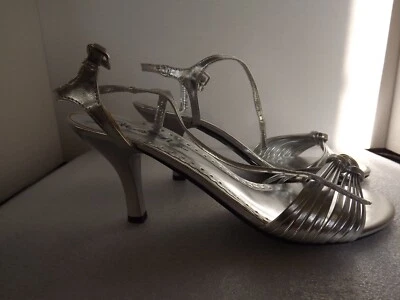Wild Rose Silver Ankle Strap Heels Size 8 - Image 1 of 4