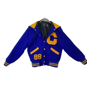 Varsity Jacke Letterman Damen Größe Small Vintage Nelson Blau Gold Wolle - Bild 1 von 9