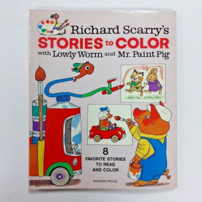 1978 Stories to Color with Lowly Worm's and Mr. Paint Pig by Scarry, Richard Foto 1 de 4
