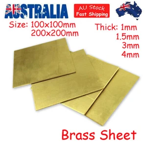 Brass Metal Thin Sheet Foil Plate Thick 1mm/1.5mm/3mm/4mm 100X100mm 200X200mm AU - Picture 1 of 9