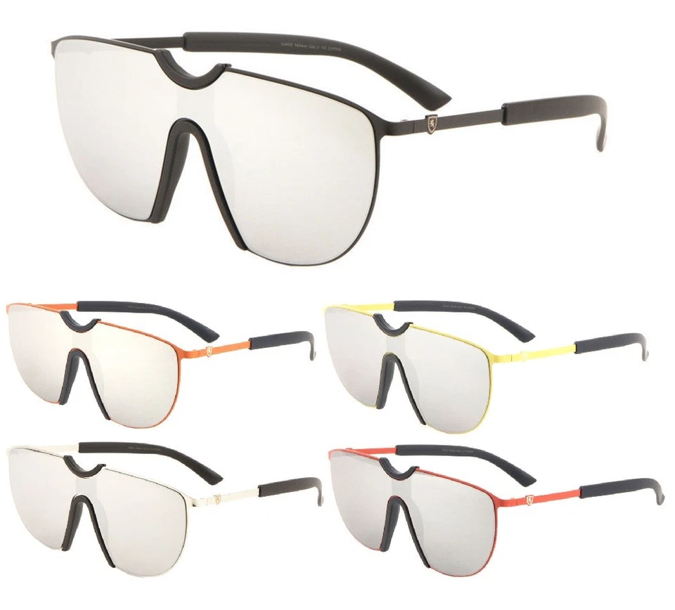 KHAN OVERSIZED ONE PIECE SHIELD LENS MIRROR AVIATOR SUNGLASSES RETRO OUTDOOR VTG - Image 1 of 1