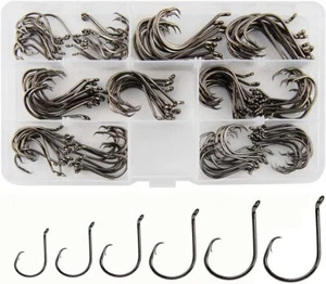 150PCS Fishing Circle Hook Bait Fishing Hook Kit #1 1/0 2/0 3/0 4/0 5/0 Reusable - Picture 1 of 15