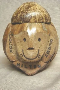 "Macarana Man" CARVED COCONUT " Cocoa Beach Hilton Souvenir - Picture 1 of 9