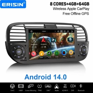 4+64GB Android 14 DAB+ Autoradio Navi CarPlay 8 Kern Wifi DSP Bluetooth Fiat 500 - Bild 1 von 24