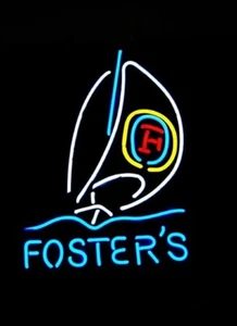 Foster's Beer Sailboat Real Neon Sign Light Bar Window Wall Decor 17"x14" - Picture 1 of 1