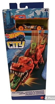 Hot Wheels City Dino Launcher with Die-Cast Vehicle Car Play Set Mattel Ages 4+ - Image 1 of 4