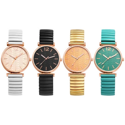 女士休闲石英腕表弹性不锈钢表带正装手表 — 第 1/3 张图片