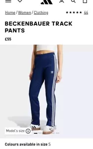 Womens Adidas Beckenbauer Originals Dark Blue Pocket Track Pants Bottoms, size S - Picture 1 of 13