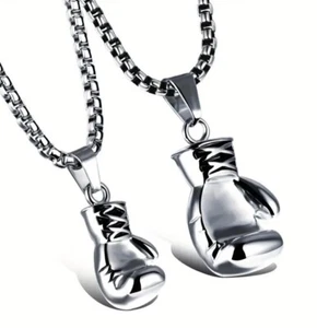 Collana da uomo in acciaio inox guantone da boxe ciondolo argento collana da uomo - Foto 1 di 1