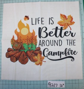 Panel de tela 100 % algodón de 1 pieza 12"x12" bloque de acolchado para fogata de camping A217 - Imagen 1 de 1