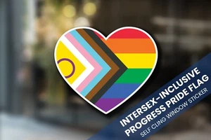 Intersex-Inclusive Progress Pride Heart Window Sticker - Picture 1 of 6