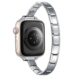 Pulsera italiana de acero inoxidable de 9 mm con dije de banda única compatible con Apple Wat - Imagen 1 de 6