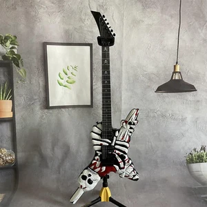 Guitarra Eléctrica 6 Cuerdas Skull Bones Estrella Aleatoria Cuerpo de Tilo Sólido Puente FR - Imagen 1 de 11