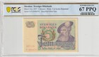 Sweden 1977 5 Kronor Pcgs Banknote Superb Gem Unc 67 Ppq Pick 51c