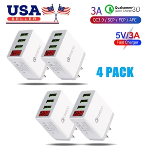 4PCS 3-Ports Fast Charger QC 3.0 USB Cube Wall Charging Block For iPhone iPad US - Picture 1 of 12