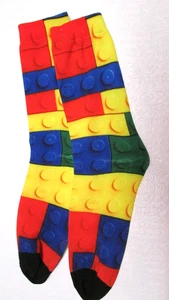 Lego Building Blocks Unisex Crew Socks - ADULT ONE SIZE - Picture 1 of 3