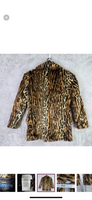 Womens Polo Ralph Lauren Leopard Print Coat Faux Fur Double Breasted Lined sm   - Image 1 of 4