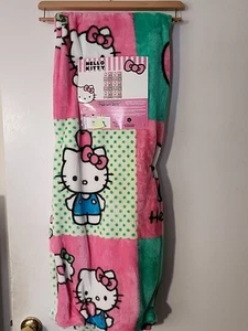Sanrio Hello Kitty 50x70 Pink Green Apple Heart Silk Touch Throw Blanket New - Picture 1 of 6