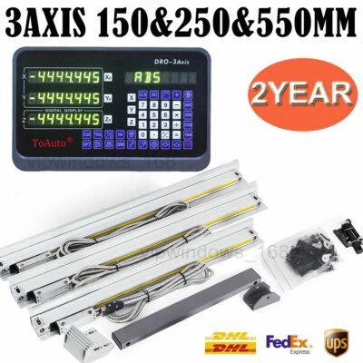 3 Axis DRO Digital Readout 6" 10" 22" Linear Glass Scales full Kit for CNC , UK