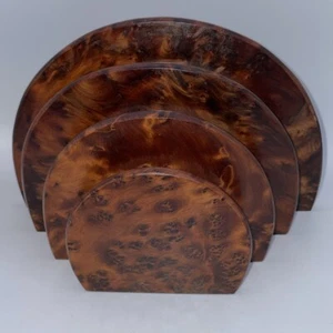Handmade Thuya Burl Wood Letter Holder Desk Natural Home Decor - Picture 1 of 7